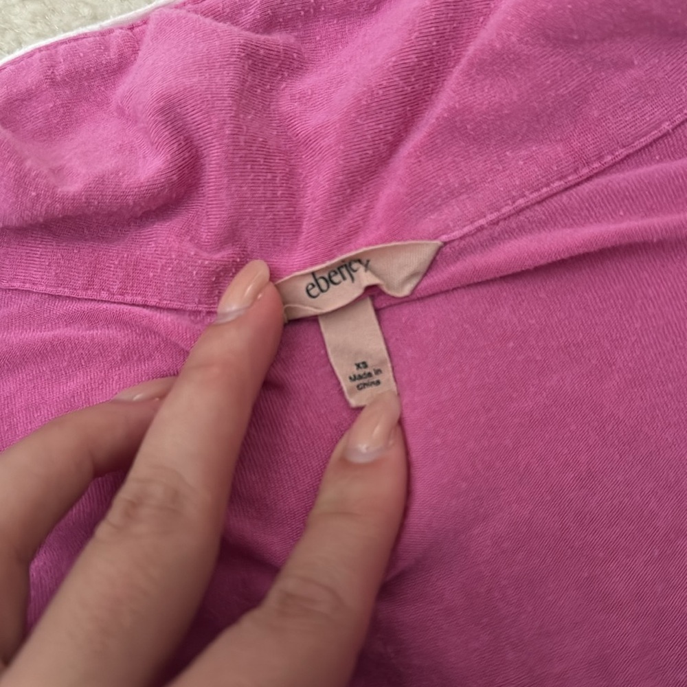 Eberjey Set Gisele Pink Pajama with White Trim - Picture 2 of 4